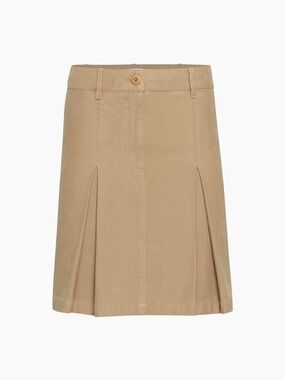 Aritzia Tan A-Line Skirt with Front Pleats